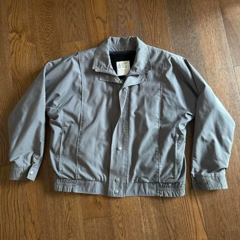 London Fog Gray Lined Jacket Size 42 Reg Classic Zip Coat